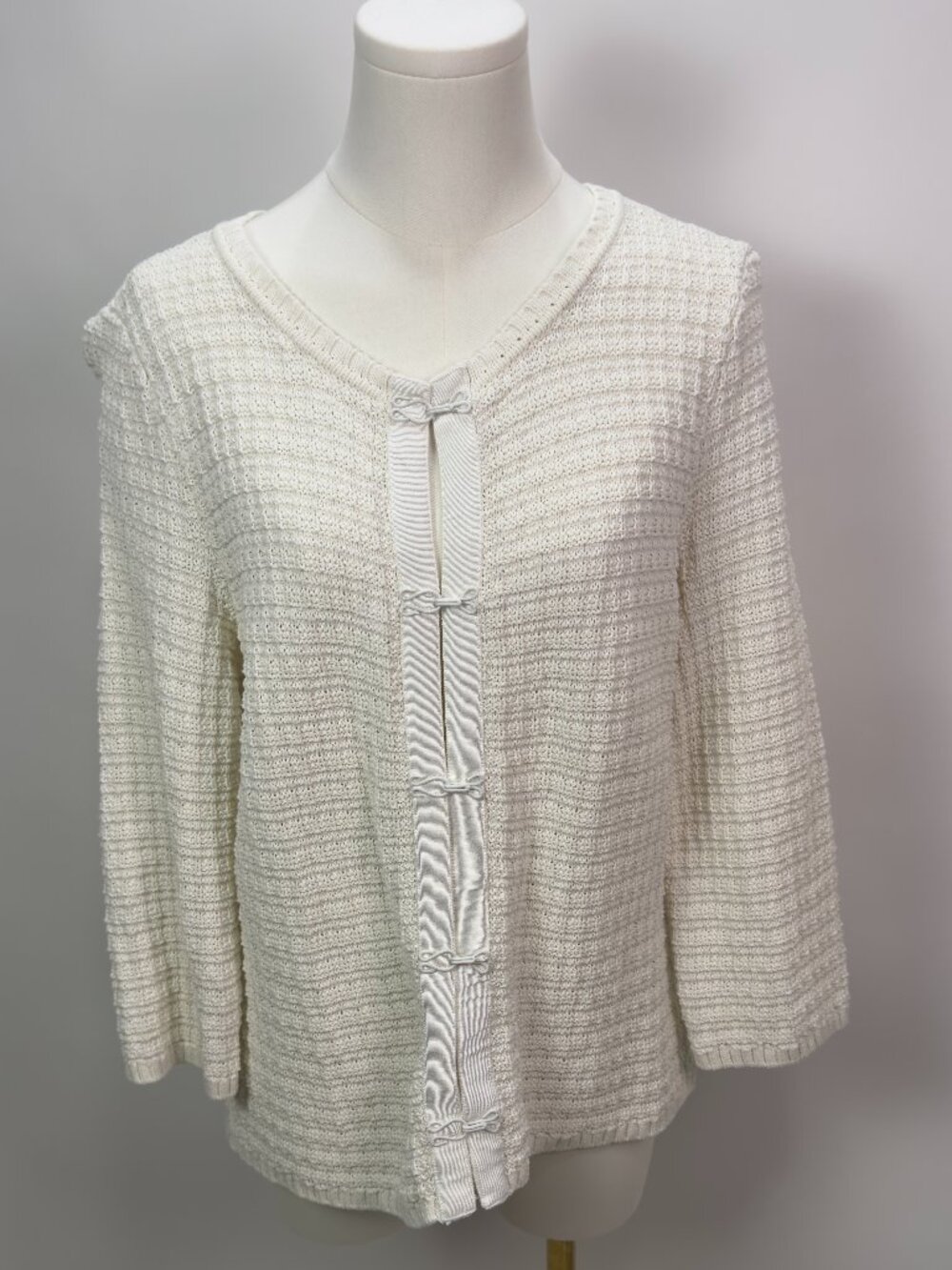 Liz Claiborne Textured Knit Cardigan Top | Old Money Aesthetic | Work outfit | L